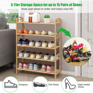 5-Tier Shoe Rack Free Standing Shoe Shelf - Brown by Costway