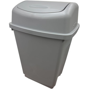 Silver 25L Home Kitchen General Waste Plastic Bin With Lid - Silver by STORM TRADING GROUP