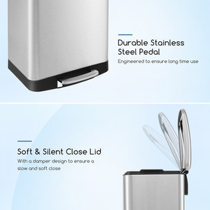 50L Kitchen Bin Soft Closure Recycling Pedal Bin - Silver by Costway