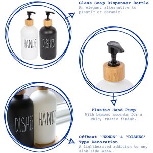 2pc Glass Dispensers Set - 500ml - WhiteBlack - White by Harbour Housewares