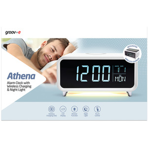 Groov-e Athena Alarm Clock with Wireless Charging Pad - White by Groove