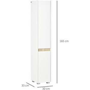 kleankin Tall Bathroom Cabinet with Adjustable Shelves - White by kleankin