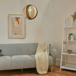 Black And Grey Modern Fabric Globe Ceiling Pendant Light Shade - Black by ValueLights