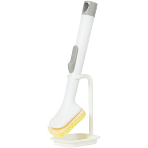 Sponge Soap Dispensing Dish Brush Set - White