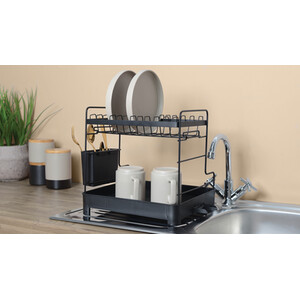 2 Tier Premium Dish Drainer - Black