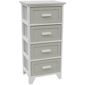 JVL Abingdon 4 Drawer Willow Storage Unit - Grey by JVL
