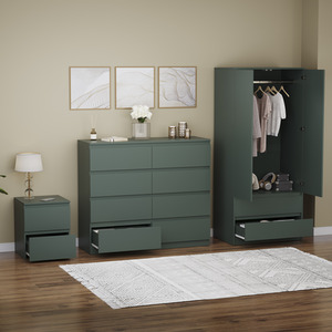 Denver Bedroom Set (2 Drawer Bedside, 8 Drawer Chest, 2 Door 2 Drawer Wardrobe) by Vida Designs