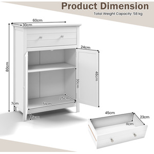 Floor Storage Cabinet with Drawer by Costway