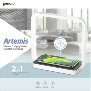 Groove Artemis Touch Lamp with Wireless Charging Pad - White by Groove