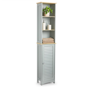 Shrewsbury Tall Bathroom Cabinet with Shutter Style Door - Grey by VonHaus