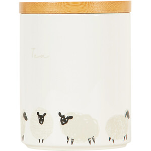 Highland Flock Canister with Bamboo Lid - White / Tea