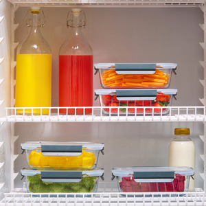 5 Piece Meal Prep Glass Containers with Lids - Clear by VonShef