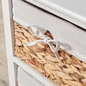 Home Source Dartmouth 4 Wicker Basket Drawer Chest Storage Unit - White by Home Source