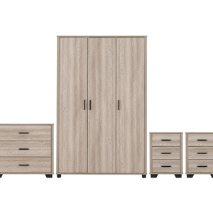 Oliver 3 Door Wardrobe Bedroom Set - Light Oak Effect by Seconique