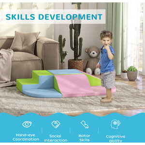 HOMCOM 6-Piece Soft Playset with Stairs and Ramp - Green by HOMCOM