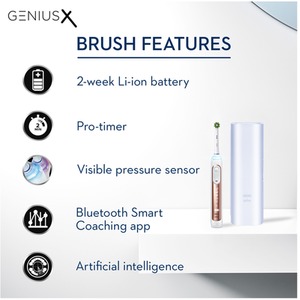 Oral-B Genius X Rose Gold Electric Toothbrush With Travel Case - Rose Gold by Oral-B