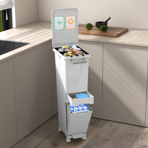 3 in 1 Multifunctional Trash Can - White by Costway