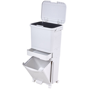 Lifeideas 3 Tier Kitchen Waste Separation Bin with Inner Bucket - White / Single Bin by lifeideas