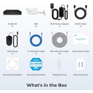 Reolink 4K Plus UHD NVR PoE AI 8ch 4x Bullet Kit 2TB - White by Reolink