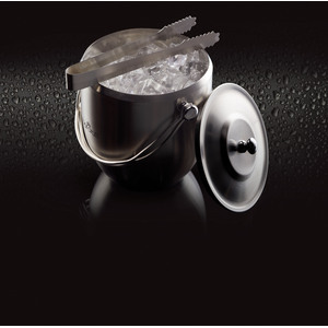 BarCraft Stainless Steel Ice Bucket with Lid and Tongs - Silver by BarCraft