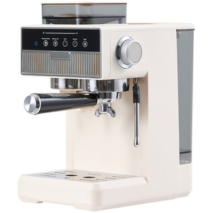 Espresso Coffee Machine with Integrated Coffee Grinder and Milk Frother - Cream-white by Livingandhome