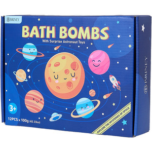 12-Piece Bath Bomb Set with Astronaut Toys - Blue by Livingandhome