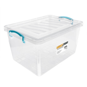 Set of 3 Plastic Clip Lidded Storage Box - Clear by JVL