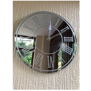 Round Sparkle Glitter Mirrored Wall Clock - Silver by DEENZ