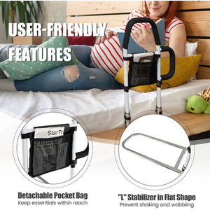 Medical Bed Mobility Assist Bar Bed Rails - Silver by Costway