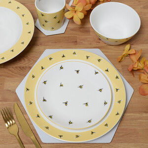 12-Piece Honey Bees Dinner Set - Yellow