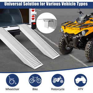 Trailer Ramp Universal Vehicle Loading Ramp with Extension Plate - Silver by Costway
