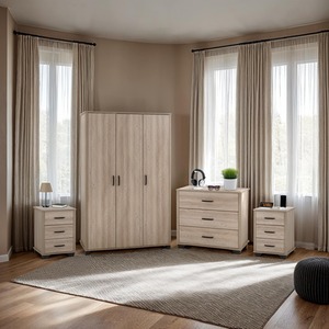 Oliver 3 Door Wardrobe Bedroom Set - Light Oak Effect by Seconique