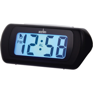 Auric Large LCD Display Alarm Clock Black - Black by Acctim
