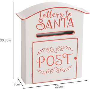 HOMCOM Christmas Post Box Wall Mounted Letters to Santa Mailbox - White by HOMCOM