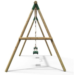 Wooden Swing Set with Trapeze, Climbing Wall and Monkey Bars - Comet by Rebo