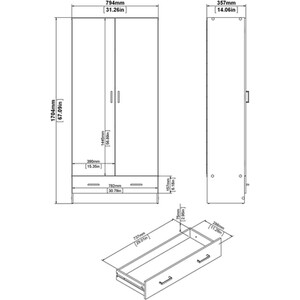 Space 3 Piece Bedroom Set - Oak