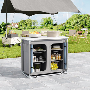 Portable Camping Kitchen Table with Storage Cabinet by Kidkid