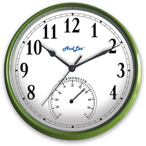 Tub Wall Clock with Thermometer - Green by Audlee