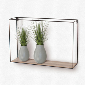 hexagonal display wall shelf - Black & Oak / 15cm / 40cm by Core Products Ltd