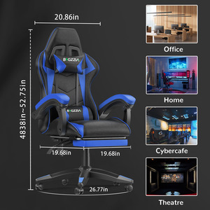 Gaming Chair with Foot-rest - Black and Blue