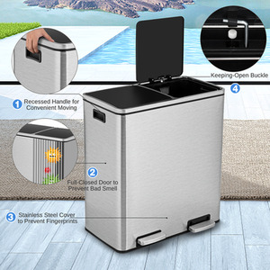 60L Step Trash Garbage Can - Silver by Costway