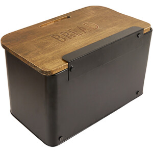 Malmo Bread Bin with Chopping Board Lid - Black and Brown