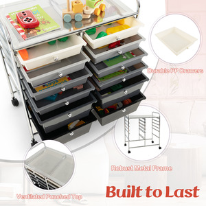 12 Drawer Rolling Storage Cart - Grey by Costway