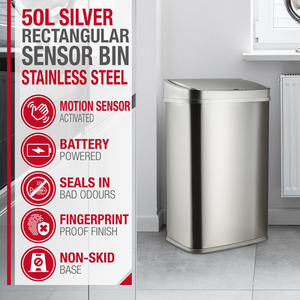 Rectangle Sensor Bin - Stainless Steel - Stainless Steel / 50l by NETTA