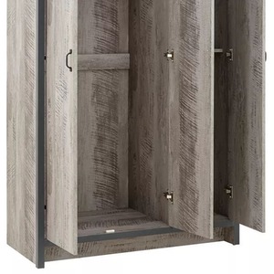 Grey 4 Piece Set 3 Door Wardrobe 4 drawer chest and 2 Bedside Tables - Grey by Wyld and Coco