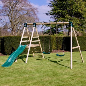 Wooden Swing Set with Slide by Rebo