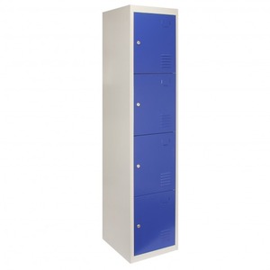 Metal Storage Lockers - Four Doors, Flatpacked, Blue - Blue by Monstershop