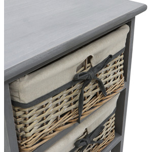 JVL Sherborne 4 Drawer Willow Storage Unit - GREY by JVL