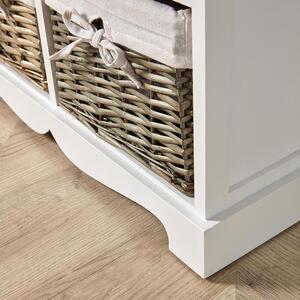 Home Source Lichfield 6 Willow Basket Drawer Chest Storage Unit - White by Home Source