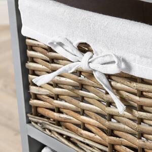 Home Source Lichfield 6 Willow Basket Drawer Chest Storage Unit - Grey by Home Source